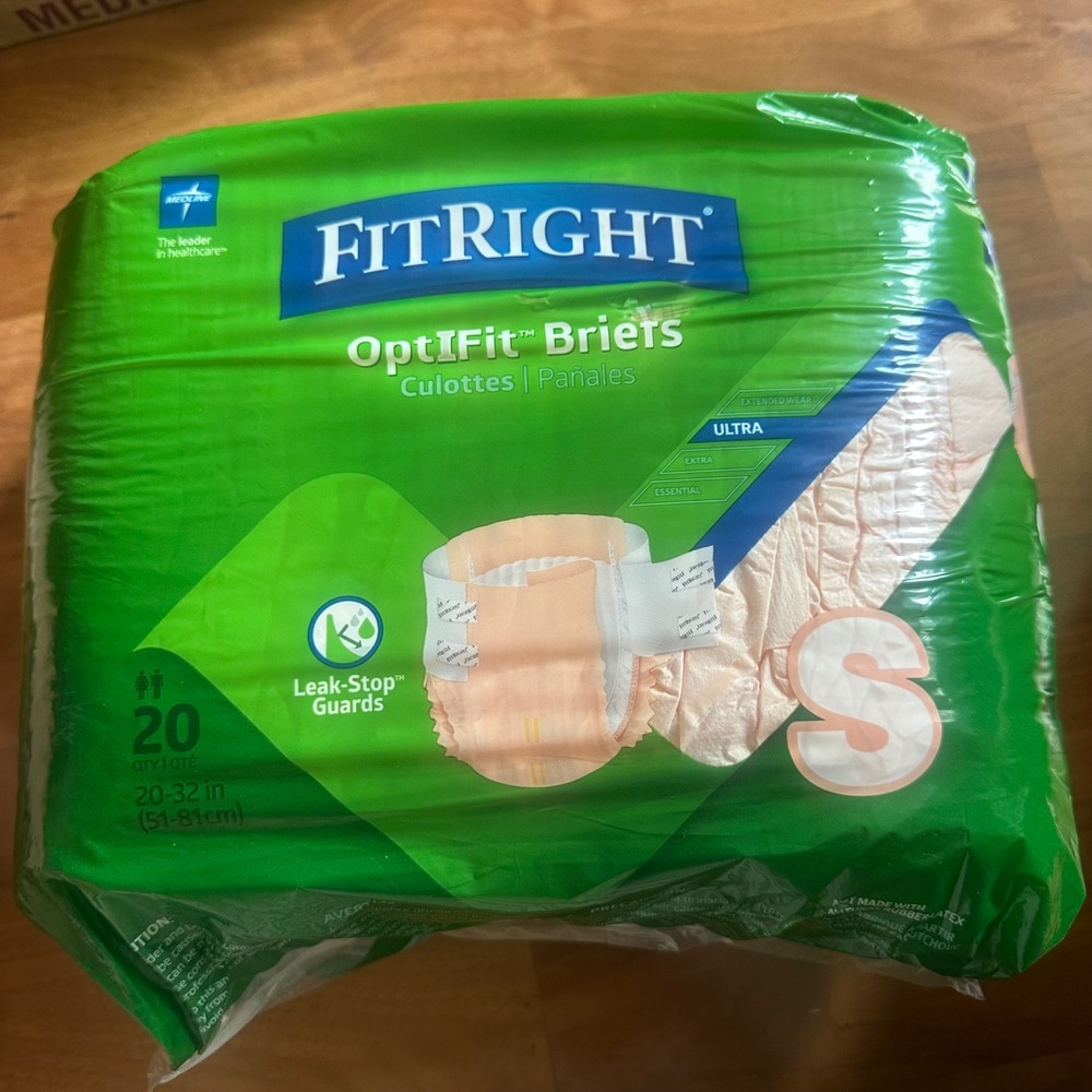 Medline FitRight OptiFit Briefs Unisex Small White Ultra Absorbent Incontinence